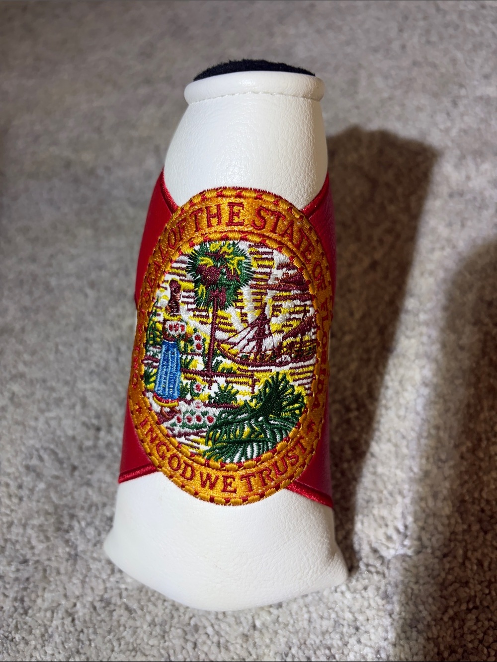 Embroidered Florida Seal Blade Headcover in White & Red
